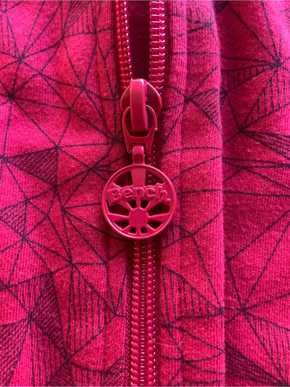 Bench Hot Pink Zip-Up Hoodie Jacket with Geometric Print Medium - Picture 13 of 16